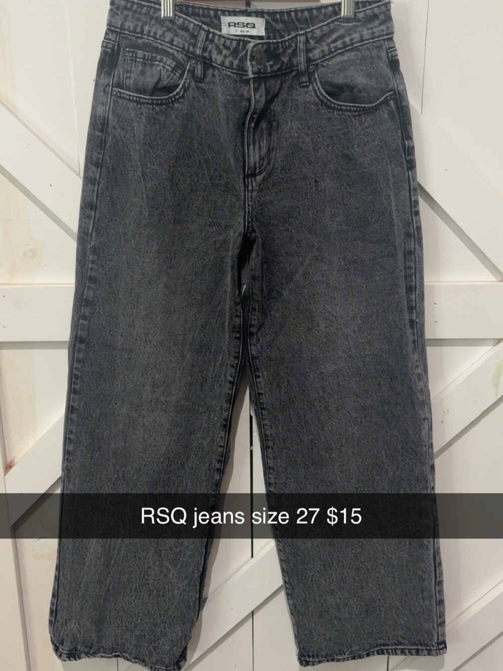 RSQ Men's Washed Black Straight-Leg Jeans